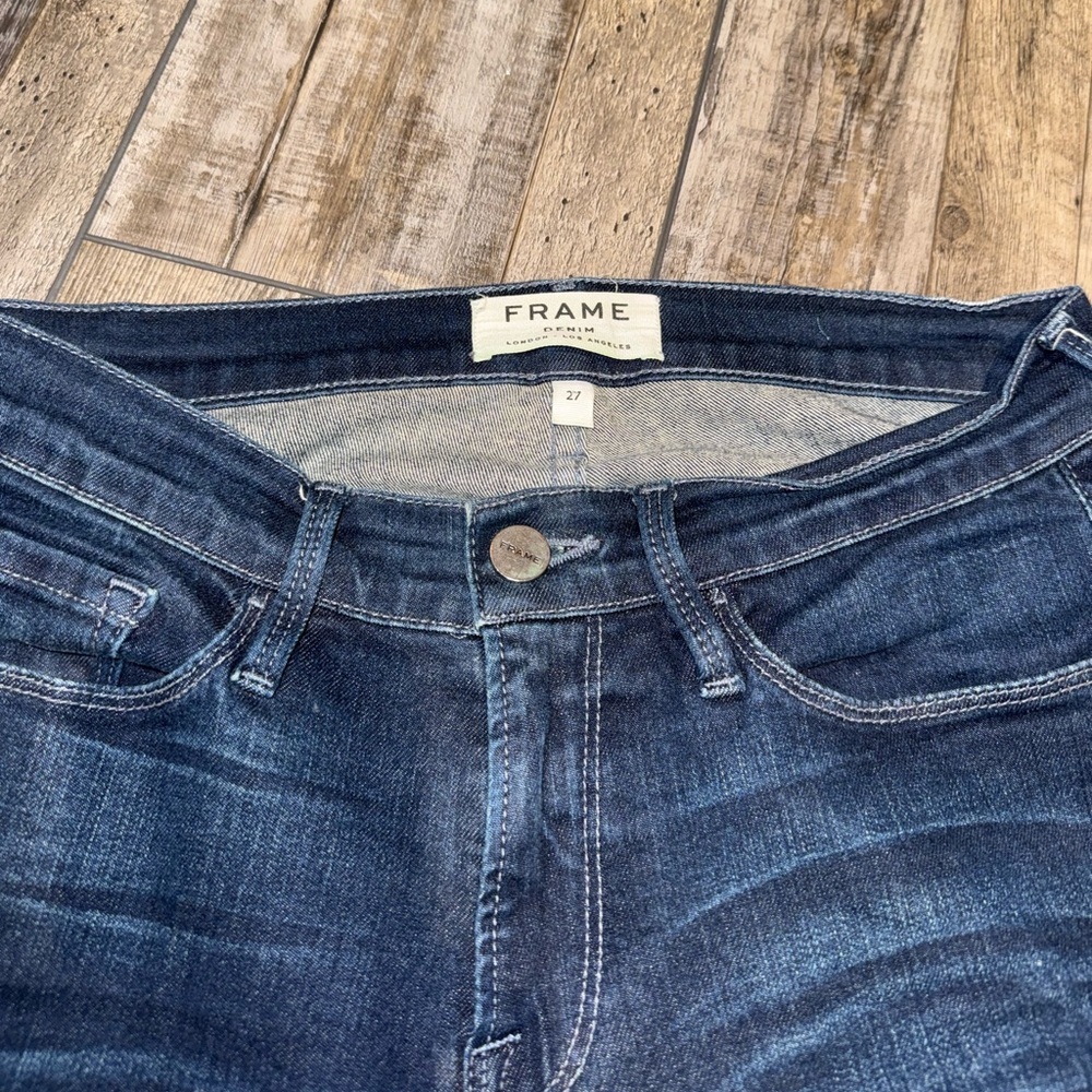 Dark Wash Distressed Women’s Jeans Frame Size 27 - Picture 3 of 6